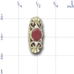 B2175 14K SPACER WITH BURM RUBY AND 2 DIAMONDS 